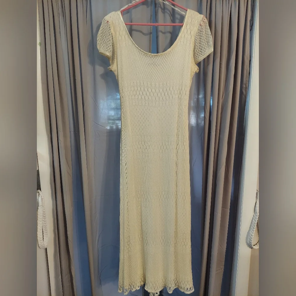 Vintage Superstition New York Crochet Overlay Ivory Dress Size 14 - Picture 3 of 8